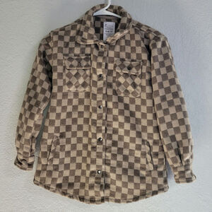 Fornia Girls Button Front Checkered Shacket